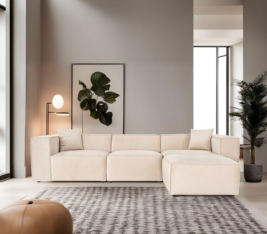 Аголна гарнитура софа Atelier del Lora 193x65x303 см Крем