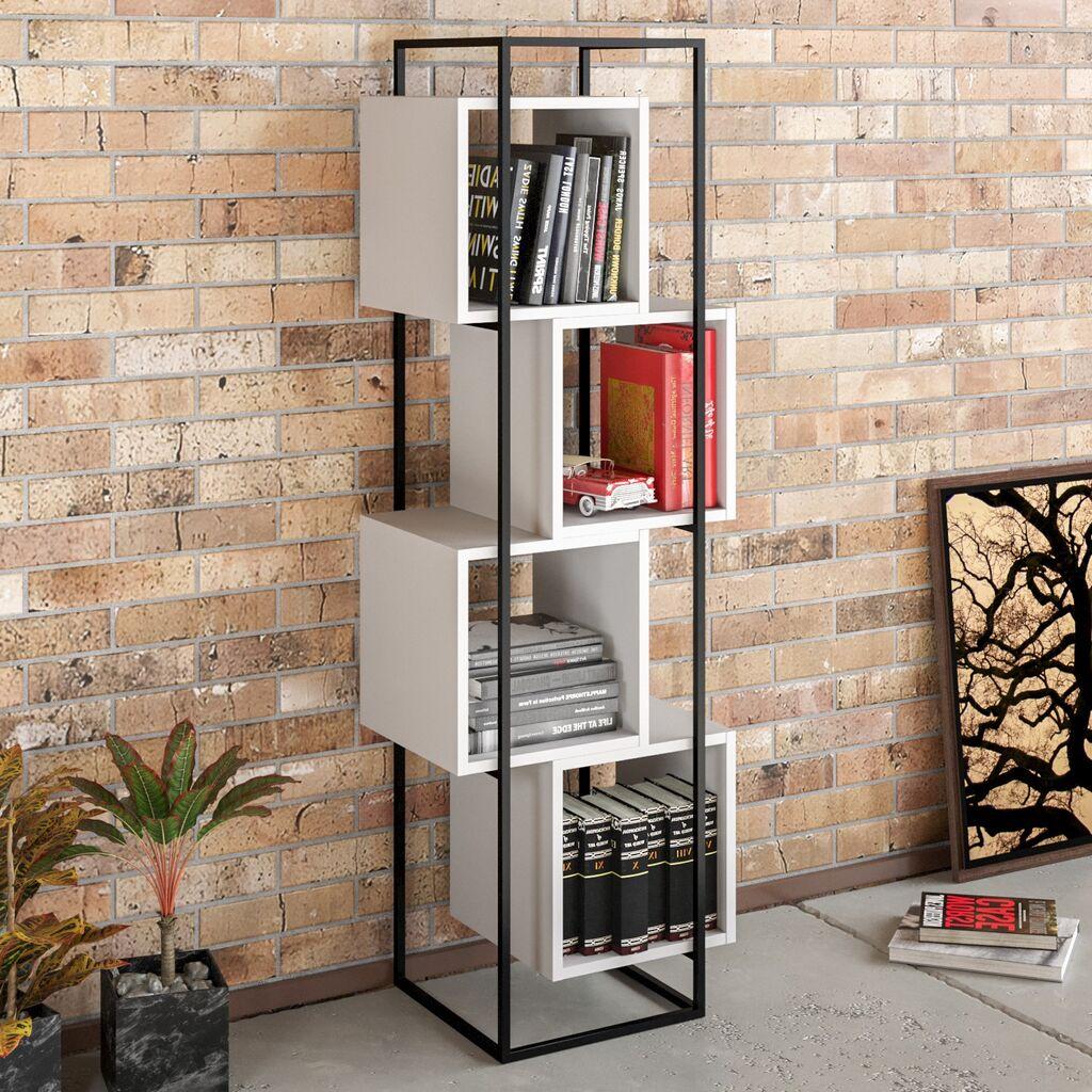 Hanah Home Prada црно-бела полица за книги 52x160x38 см, бела
