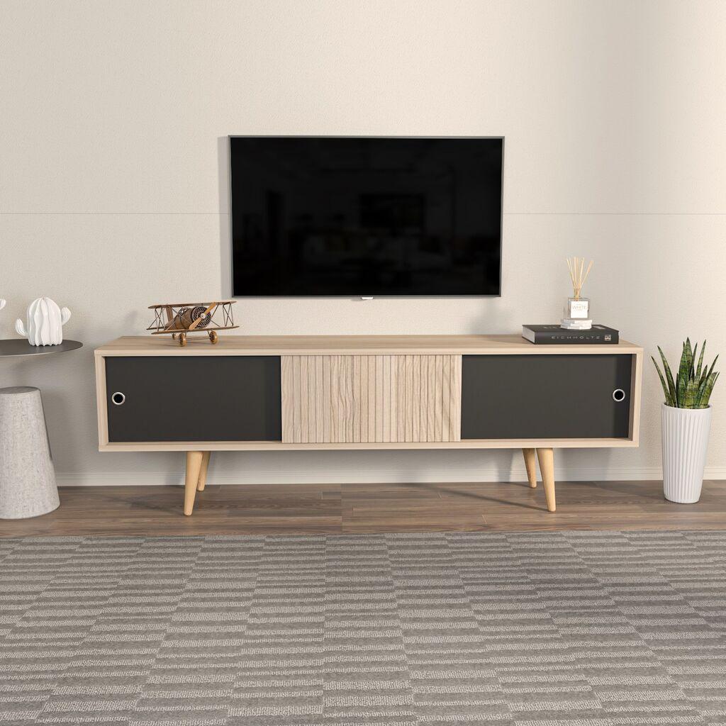 Комода за домашен телевизор Hanah Ecrin Oak-Black