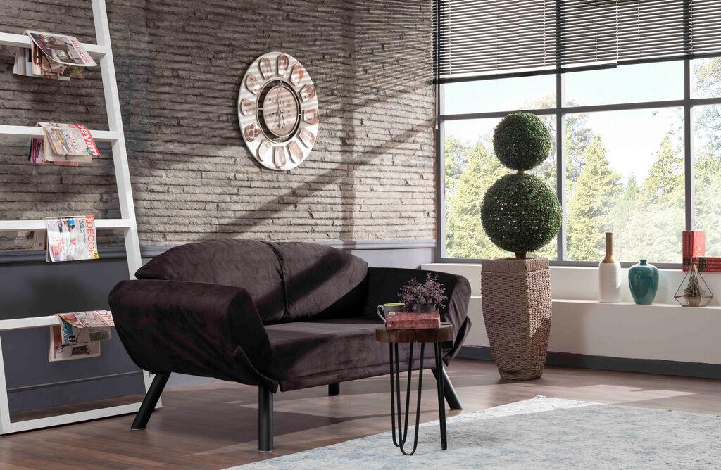 Atelier del Sofa Двосед софа на расклопување Genzo 177x87x75cm црна