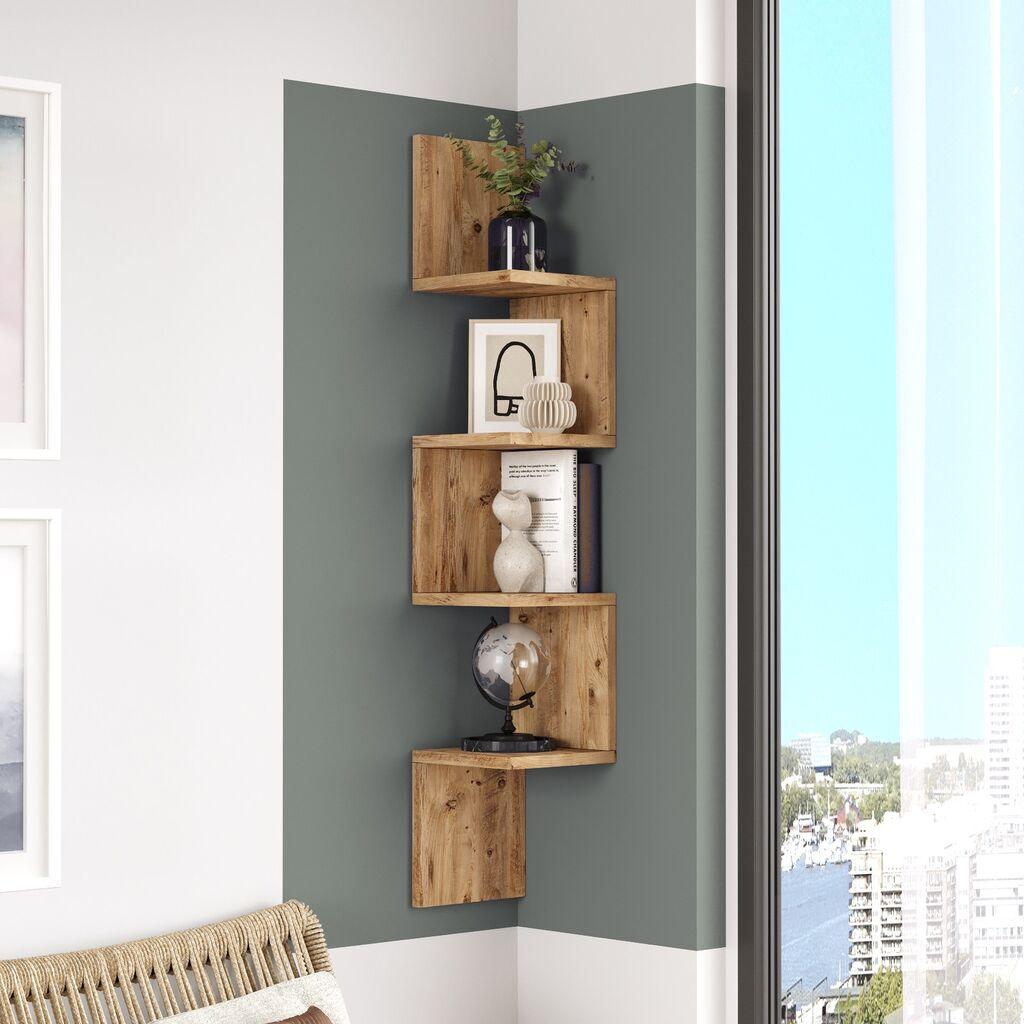 Hanah Home WL9 A Полица за dzид, кафеава
