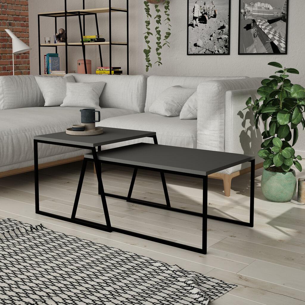 Hanah Home Pal Orta Sehpa Маса за дневна соба (2 парчиња), темно сива