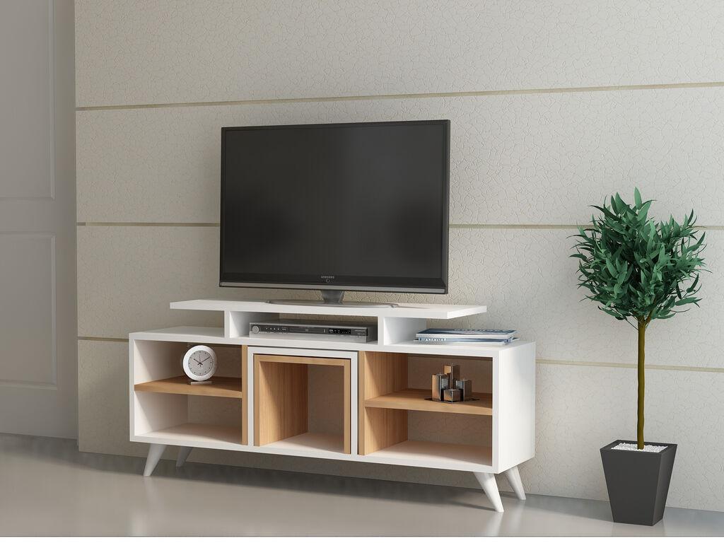 Hanah Home Kutay 788DEC3003 полица за телевизор, 3 парчиња, кафеаво-бела