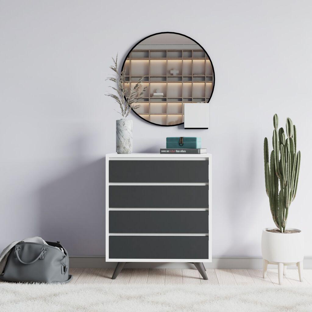 Комода Hanah Home Suvera 70x86x40 см бела-антрацит