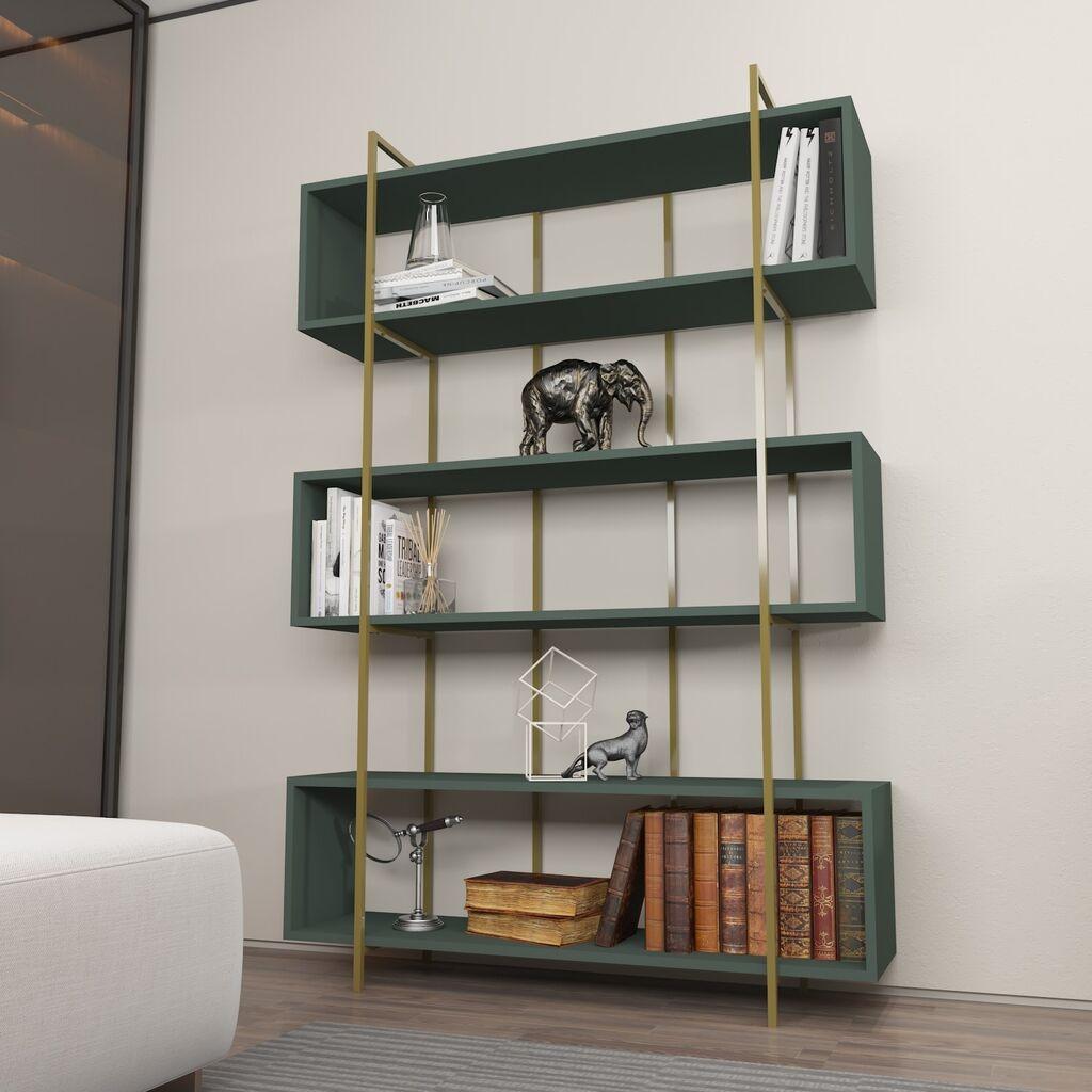 Полица за книги Hanah Home Bruti Green Gold 120x180x29.6cm, зелена