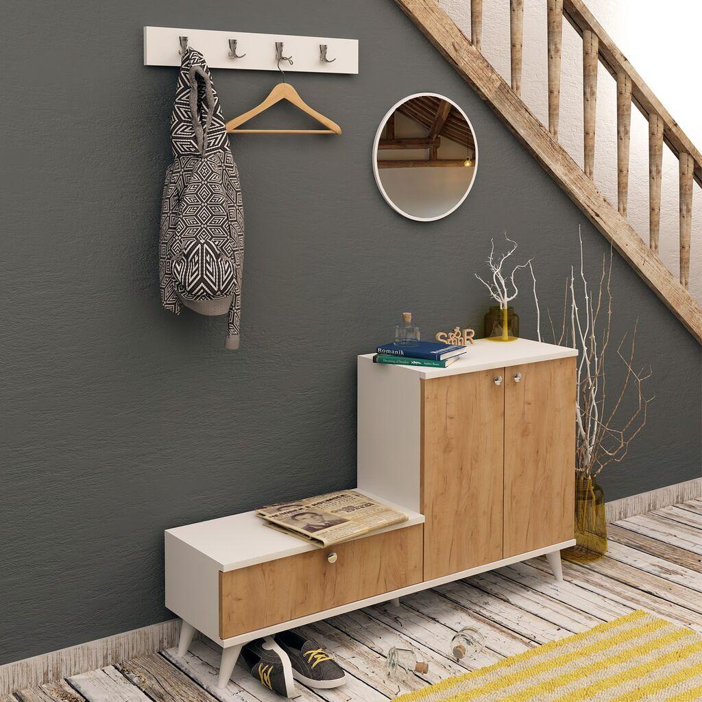 Hanah Home FIJEL (811MDD4131) Ормар за чевли, буково-бел