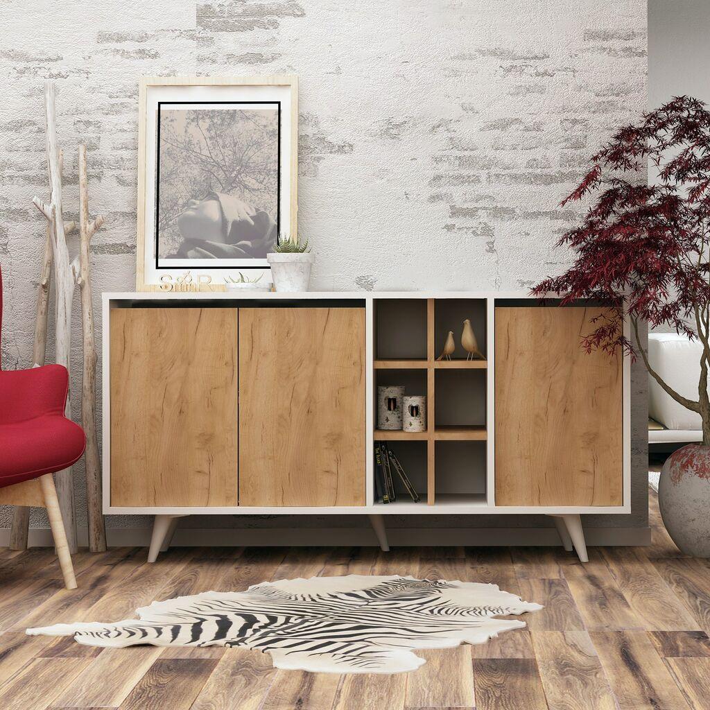Комода Hanah Home Real, буково-бела