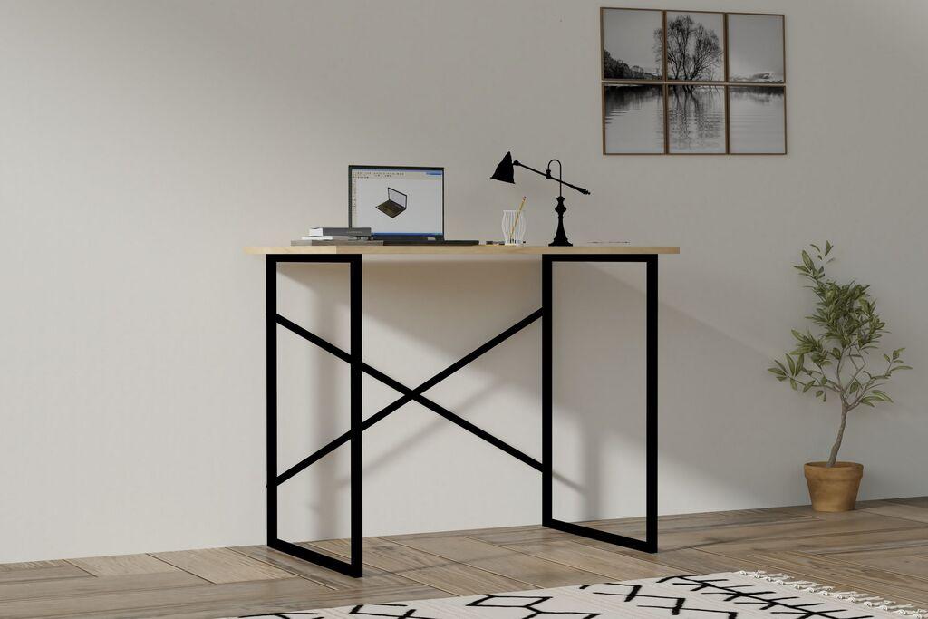 Работна маса Hanah Home 90x76x56 см дабово-црна