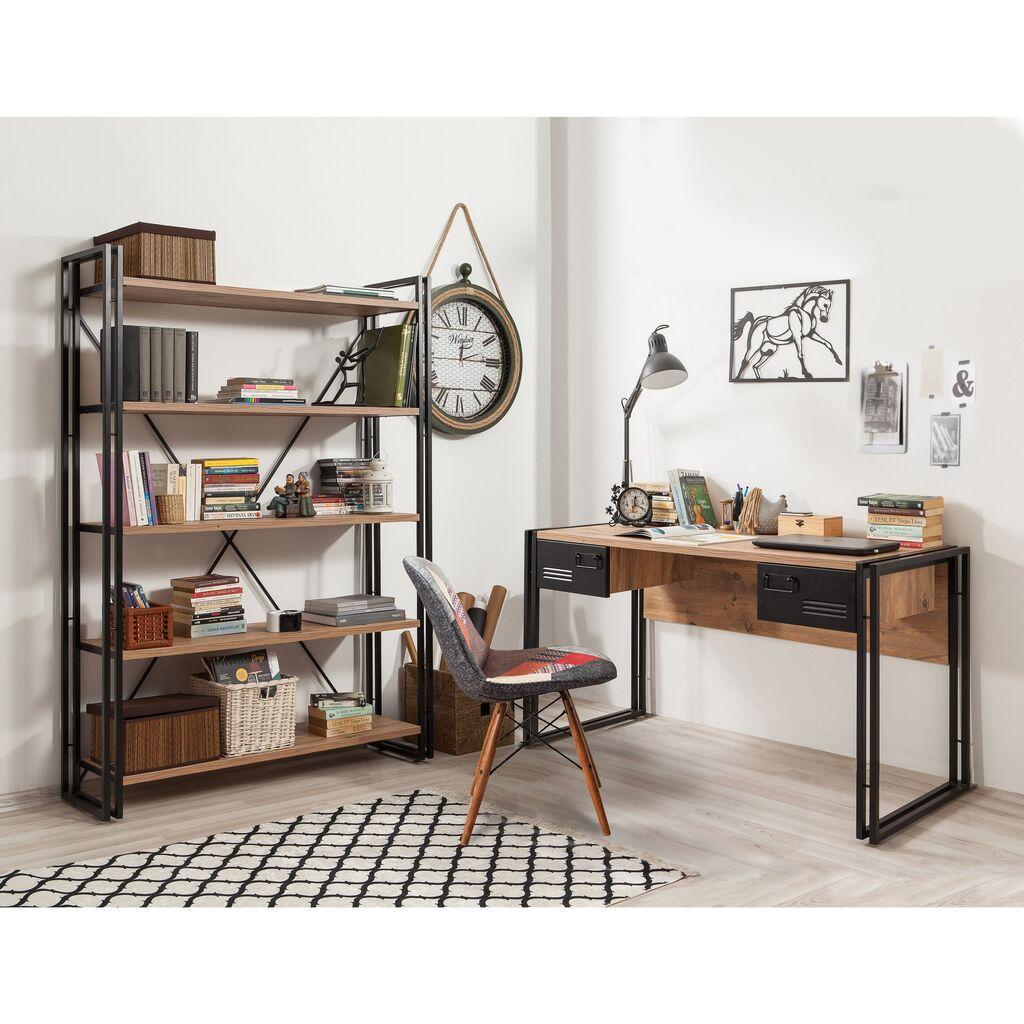 Комплет биро и комода Hanah Home COSMO беж-црна
