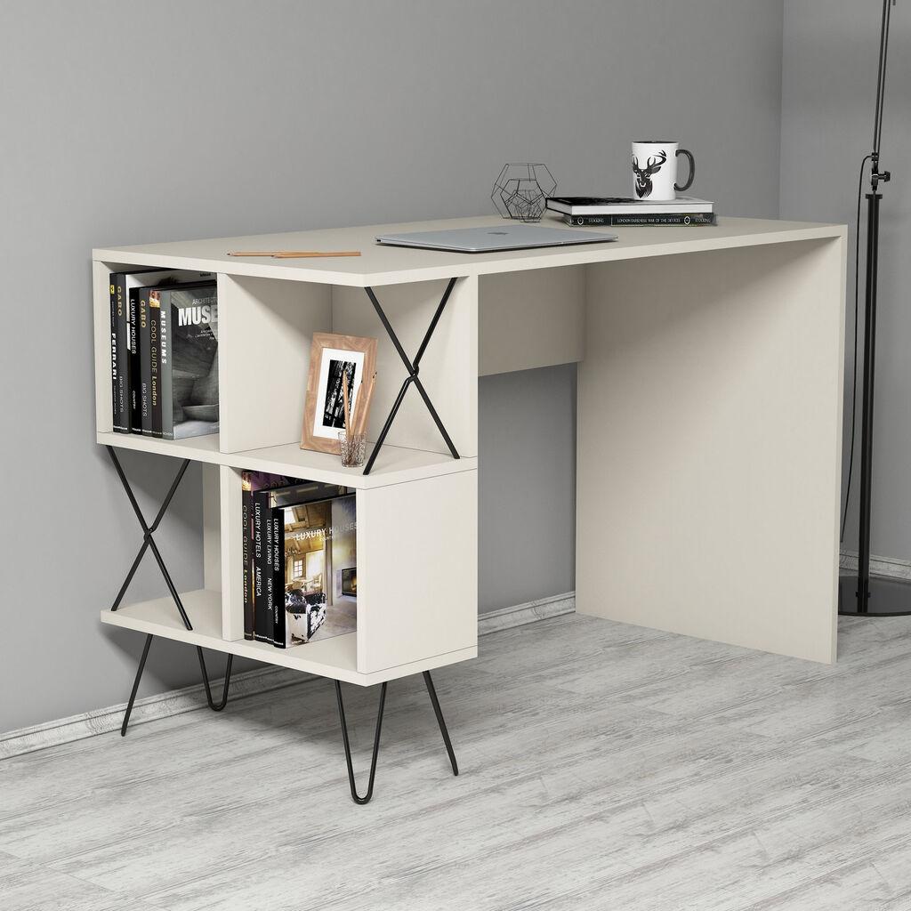 Биро Hanah Home 120x78.8x60 см Крем-црна