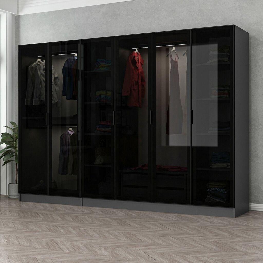 Гардеробер Hanah Home Кејл 270x190x52 см црна