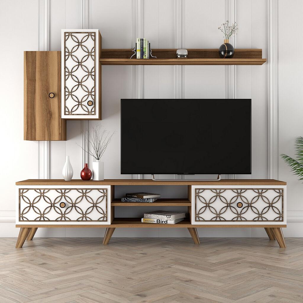 Полица за телевизор Hanah Home Class S, кафеаво-бела