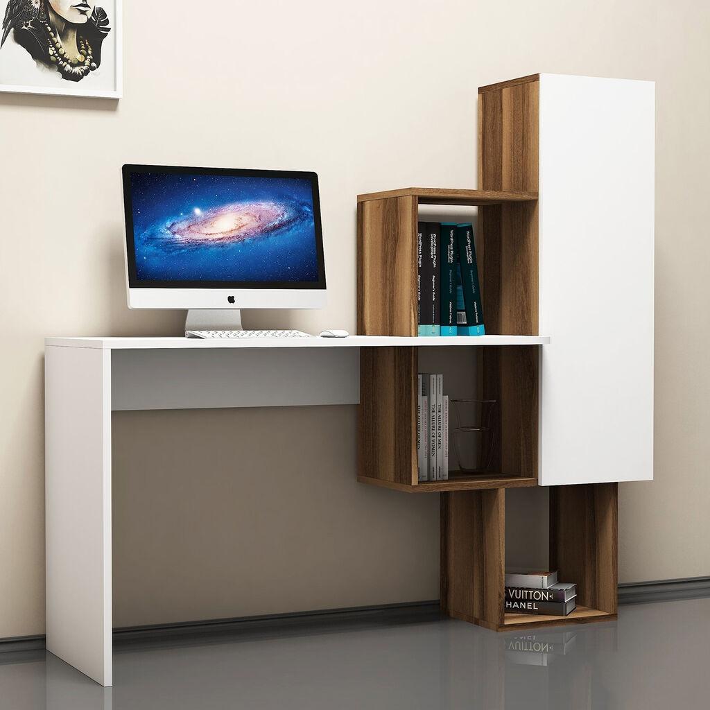 Биро HANAH HOME Acelya, кафеаво-бело