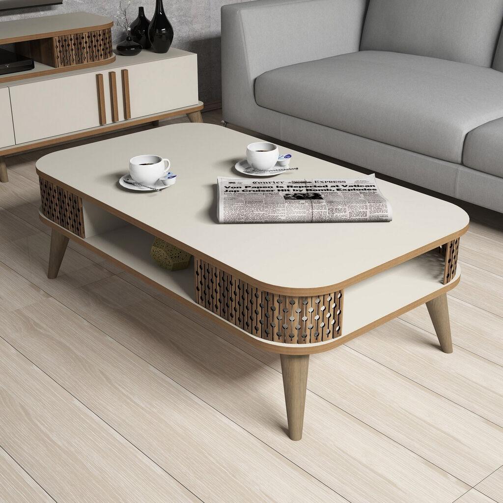 Клуб маса Hanah Home Eylul, 105x34.6x60 см, беж-кафеава