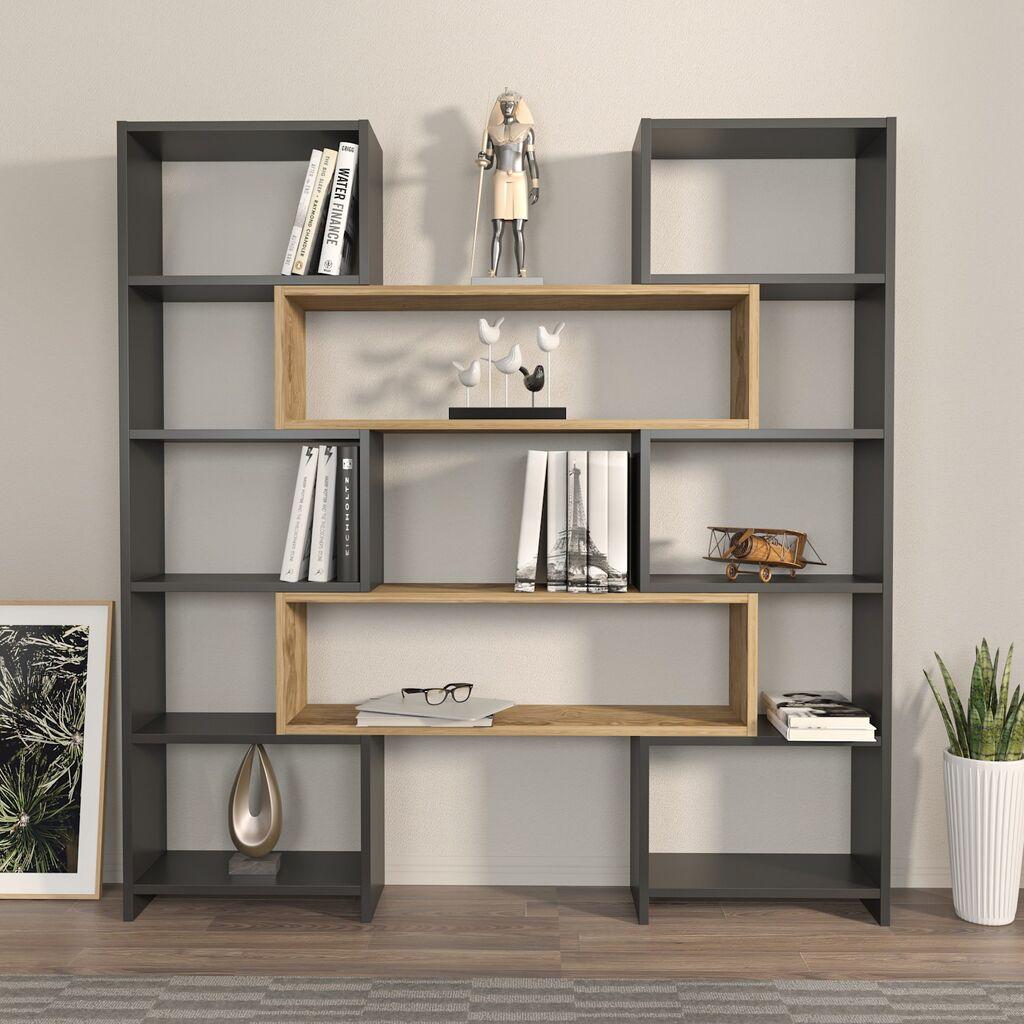 Полица Hanah Home 163x150x22 см црно-дабова