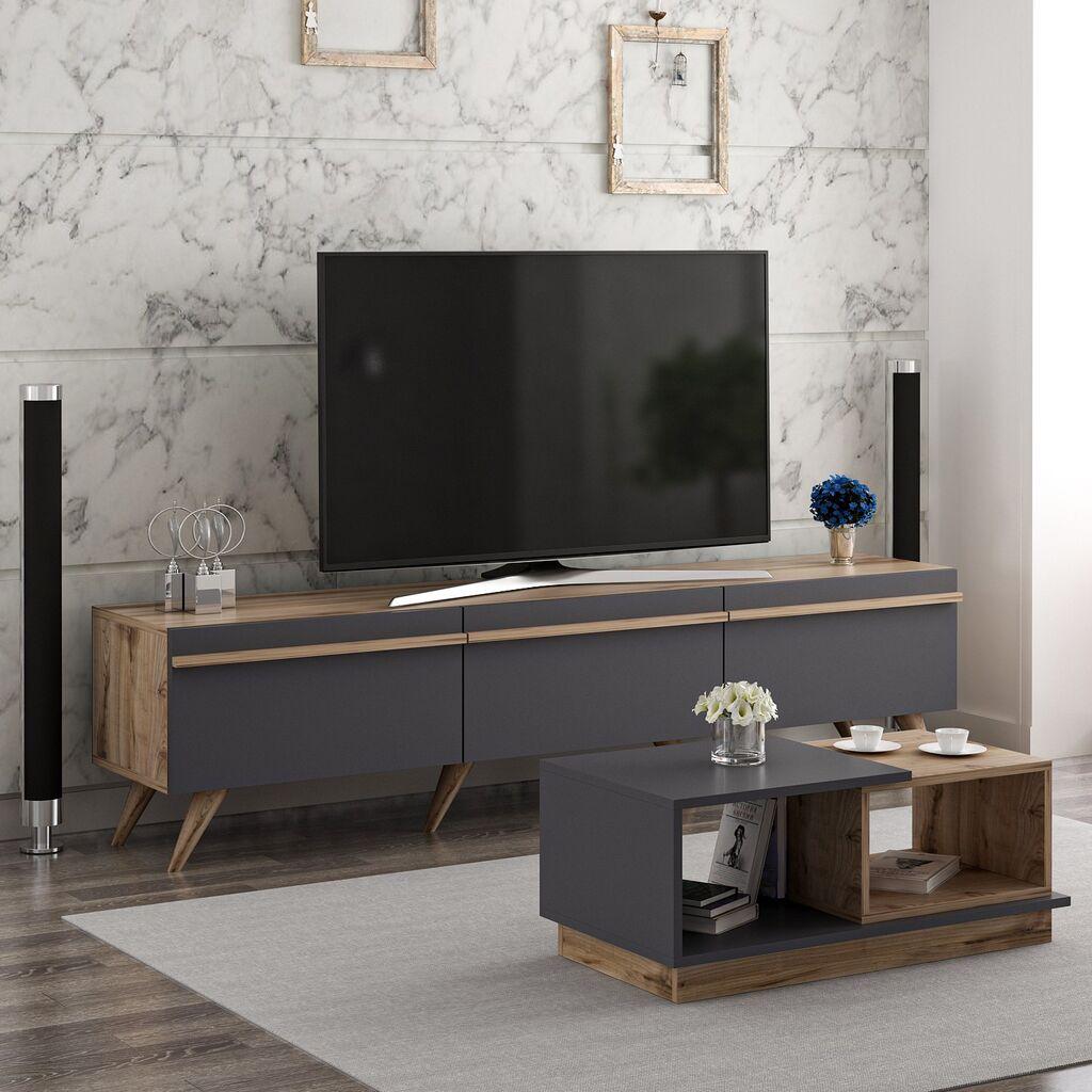 Hanah Home Set ТВ комода и клуб маса од орев