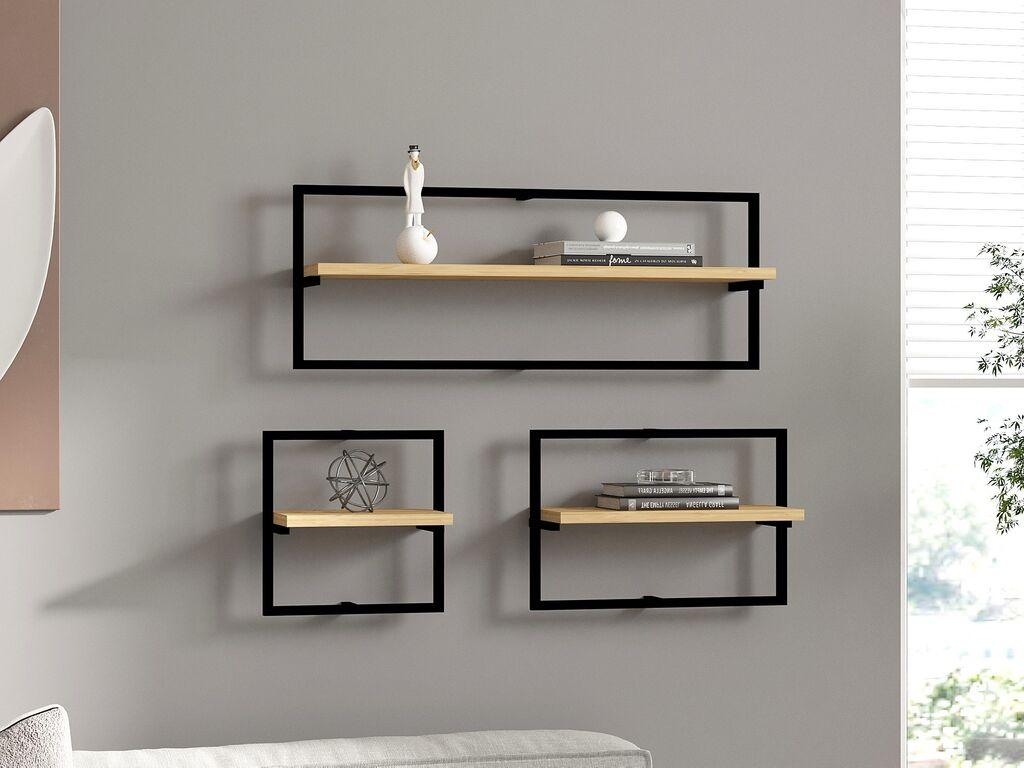 Hanah Home dzидна полица Yeso Sapphire, 3 парчиња, црно-кафеава