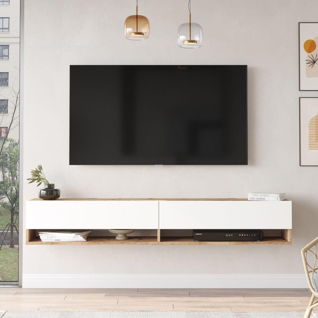 Полица за телевизор Hanah Home FR9 AW, бело-кафеава