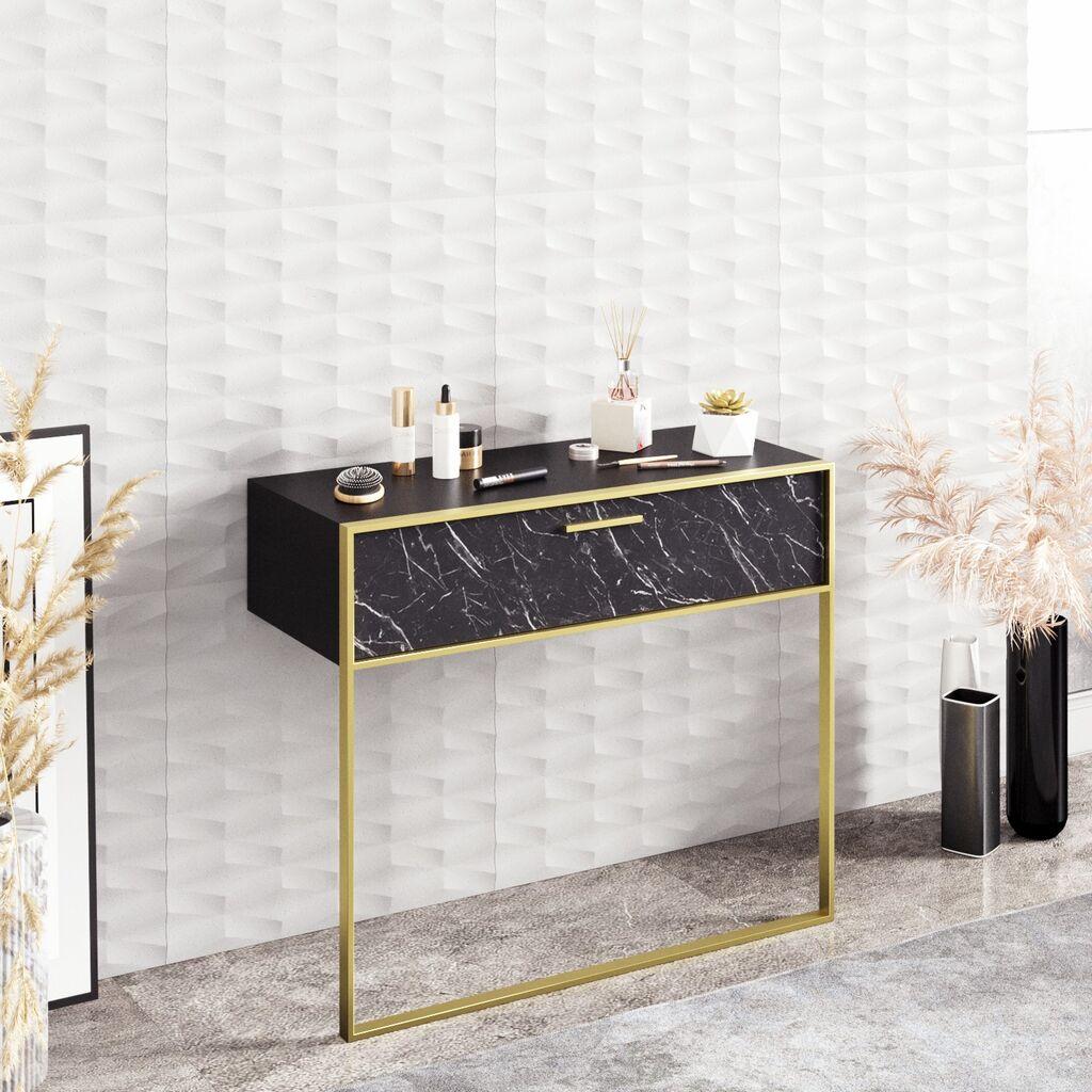 Полица Hanah Home 90x76.8x38.5 см Златно-црна
