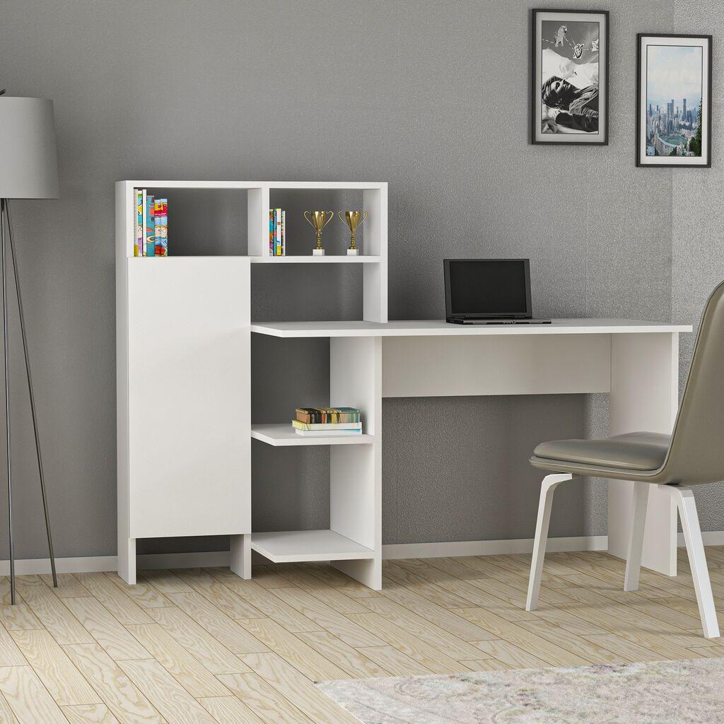 Работна маса Hanah Home 135x111.8x60 см бела
