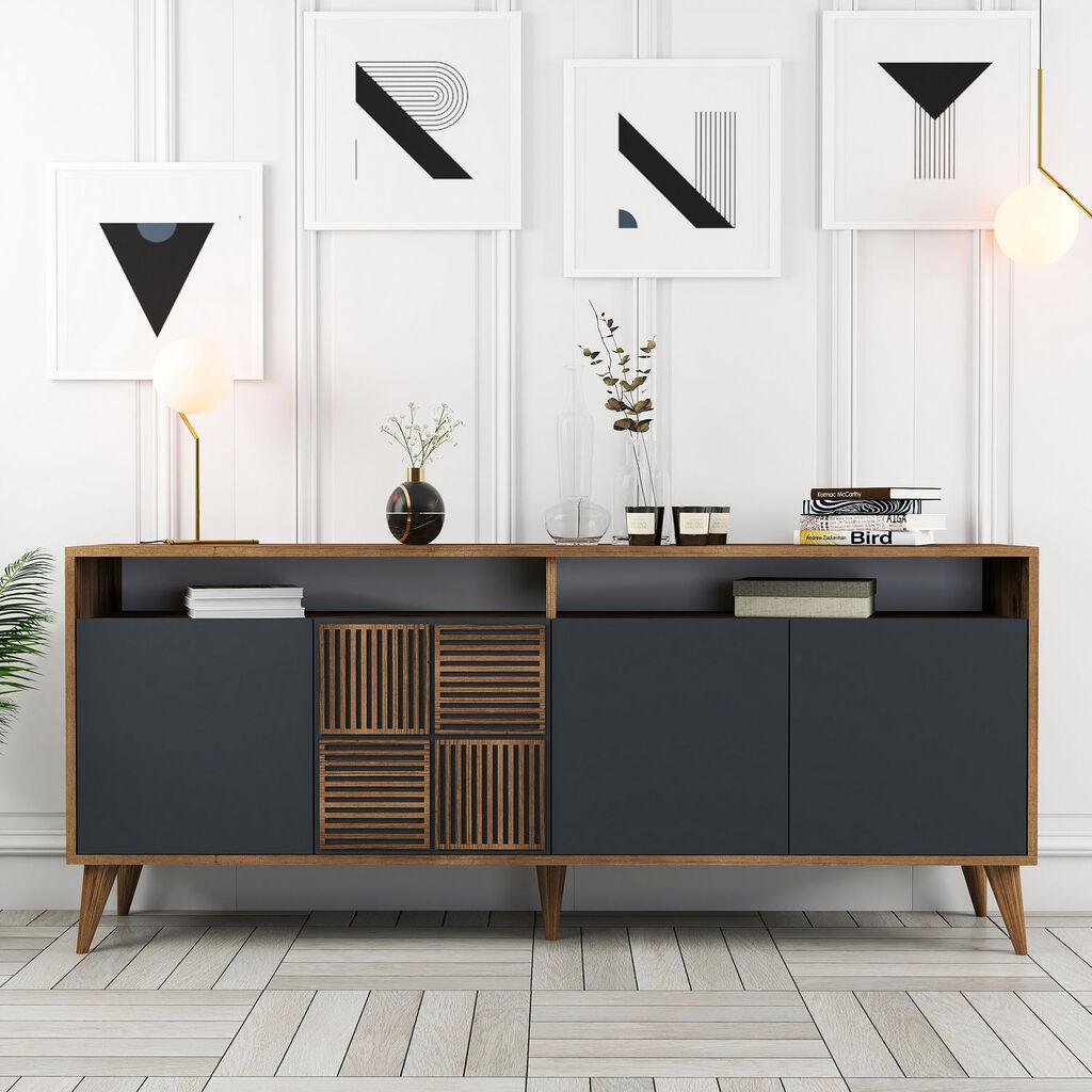 Комода Hanah Home Milan, сиво-кафеава