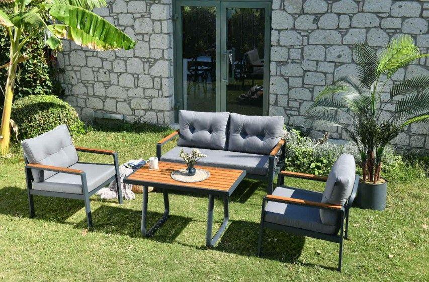 Градинарски мебел Hanah Home Tivoli 129,5x74,5x74,5 см антрацит-сива