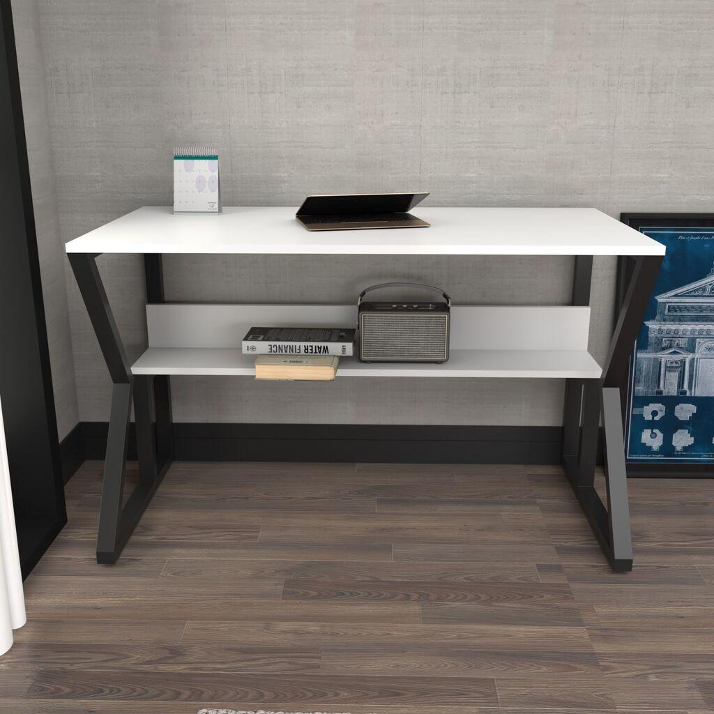 Работна маса Hanah Home 120x72.8x60 см црно-бело