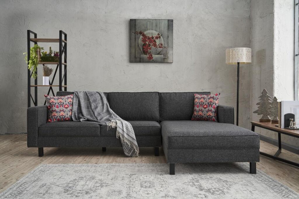 Аголна гарнитура софа Atelier del Kale Linen 258x83x181cm Антрацит