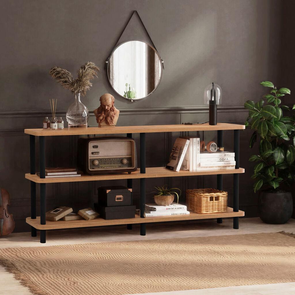 Црна полица за книги Hanah Home Raca 150x74.9x35 см, кафеава