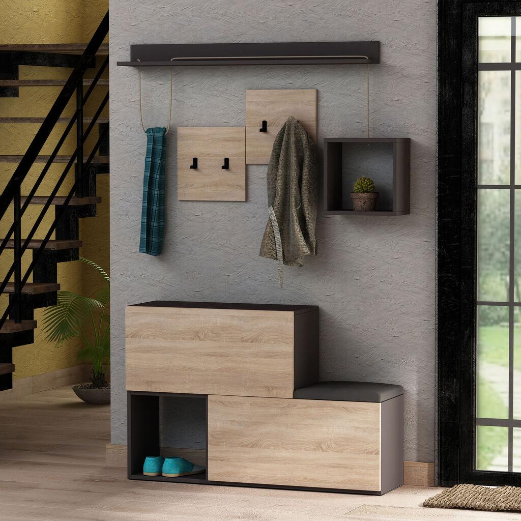 Кутија за чевли Hanah Home Holdon Anthracite Sonomo со машна, даб-црна