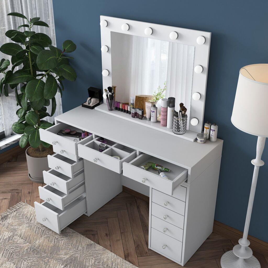Hanah Home Маса за шминкање 120x81.6x44.5 см, бела