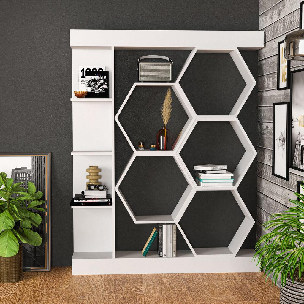 Бела полица за книги Hanah Home Sueno 140x29.6x177.4 см, бела