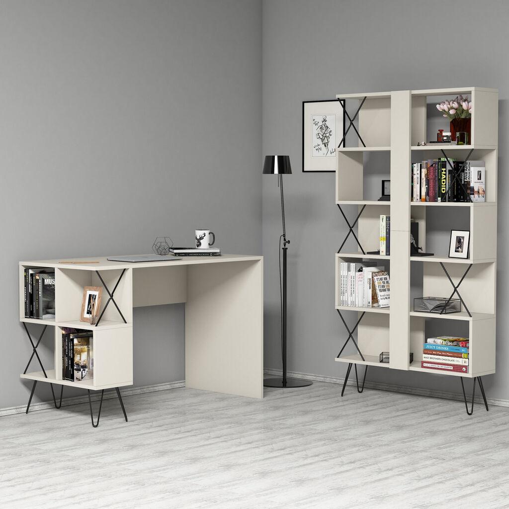 Полица Hanah Home 120x78.8x60 см Крем-црна
