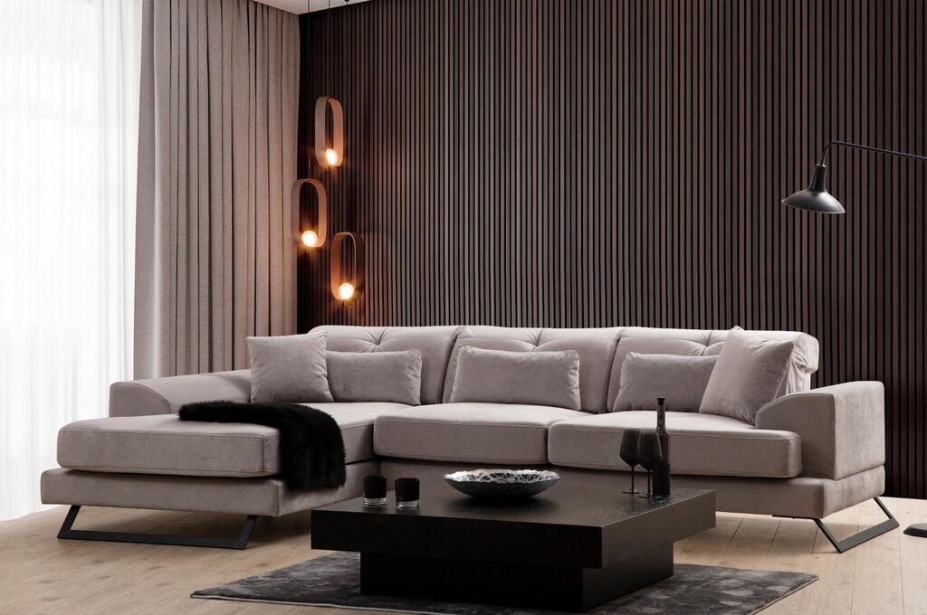 Аголна гарнитура Atelier del Sofa Frido 100x92x308cm Светло сива