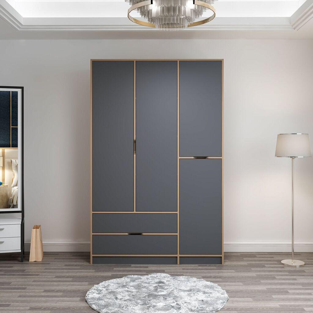 Гардеробер Hanah Home Elina 140x208x52cm Антрацит-беж