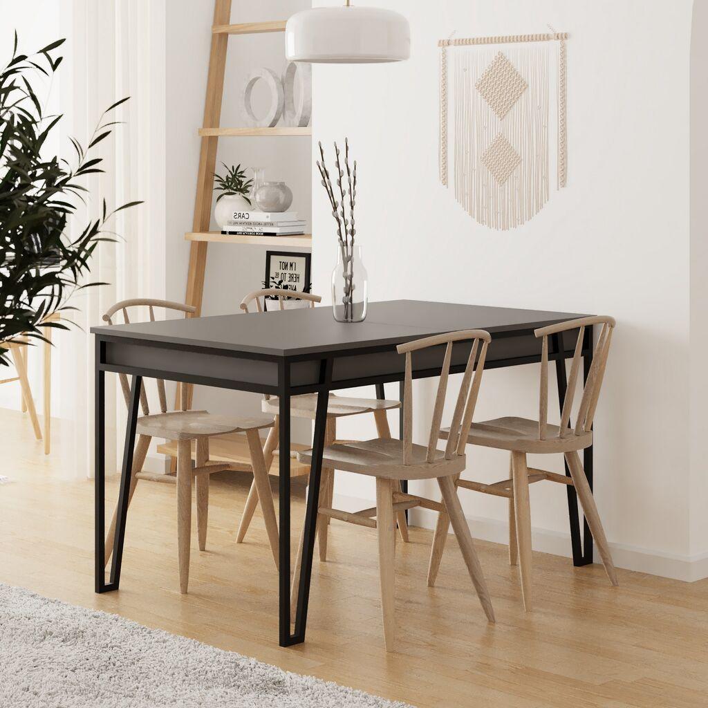 Трпезариска маса Hanah Home Pal 132x76x80cm Антрацит
