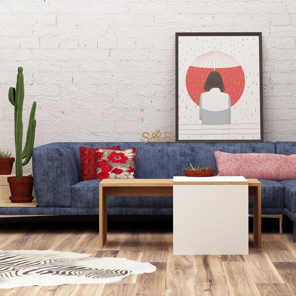 Маса Hanah Home Club Nuguso 90x42x40cm дабово-бела