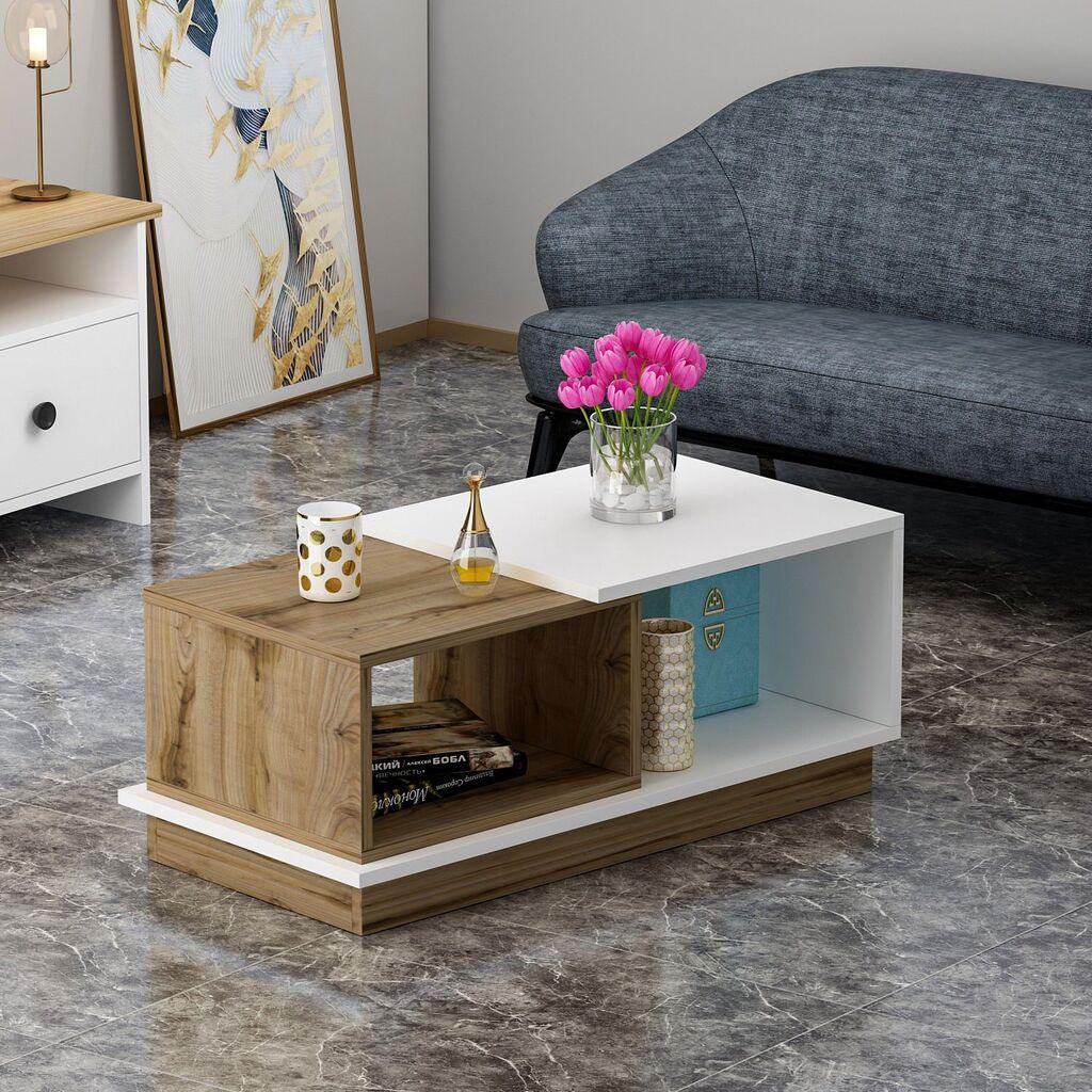 Маса Hanah Home Club Виена 90x36x45 см бела-даб