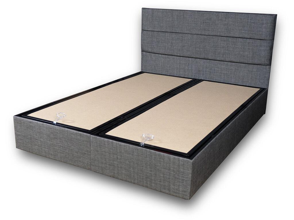 Hanah Home Двоен кревет со простор за складирање Сребрена 140x38x190 см Црна