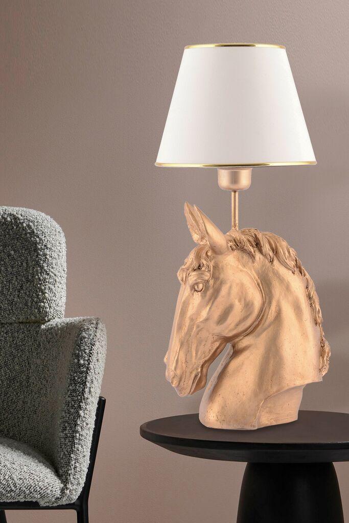 Столна ламба Opviq Horse White Gold, златно-бела