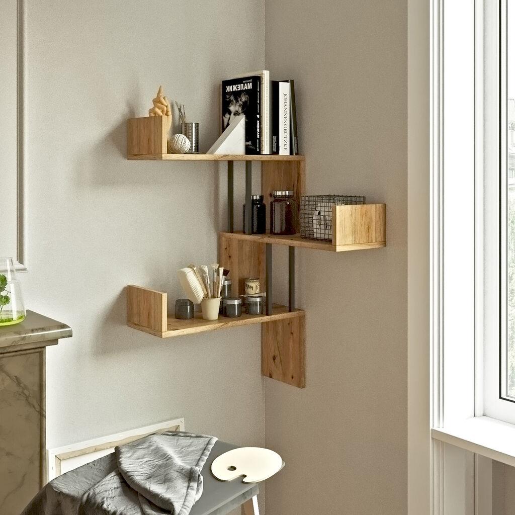 Hanah Home VG17 A Полица за dzид, кафеава