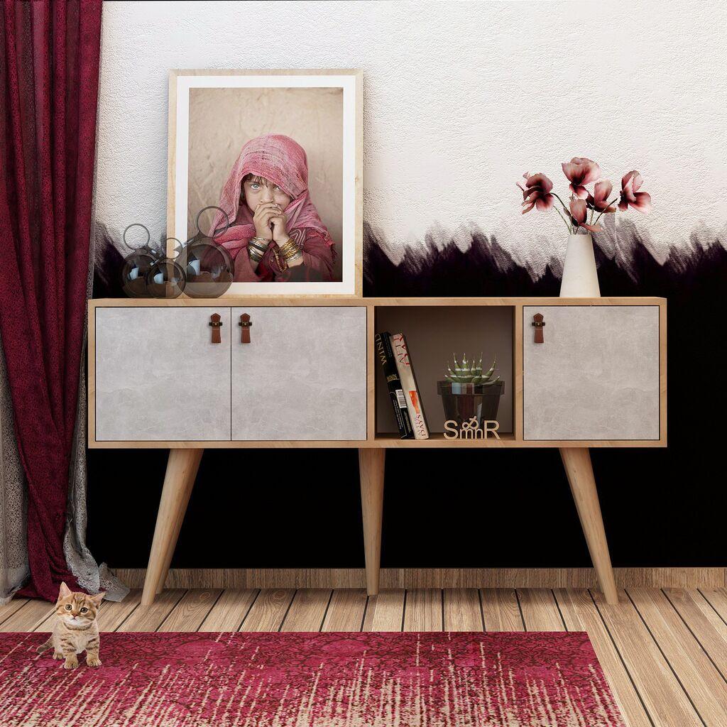 Полица Hanah Home 140x80x40cm Даб-Бела