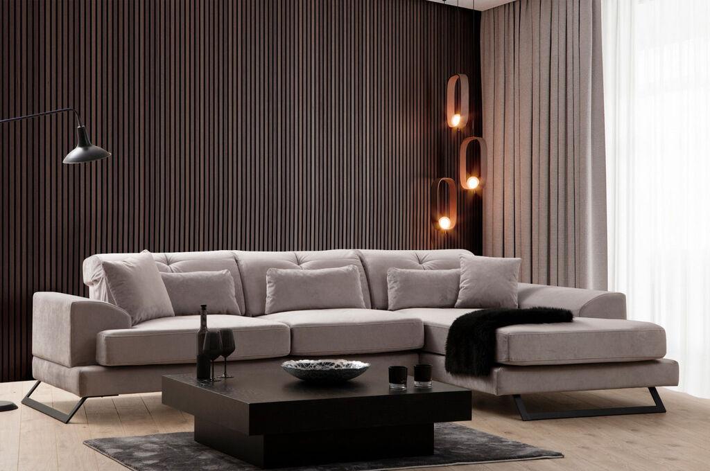 Аголна гарнитура Atelier del Sofa Frido 100x92x308cm Светло сива