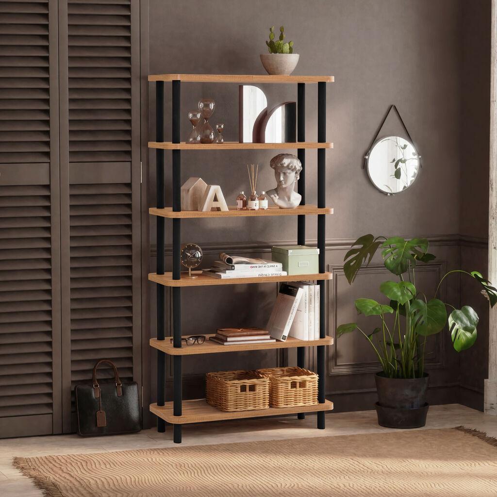 Полица Hanah Home 80x168.5x28 см црно-беж
