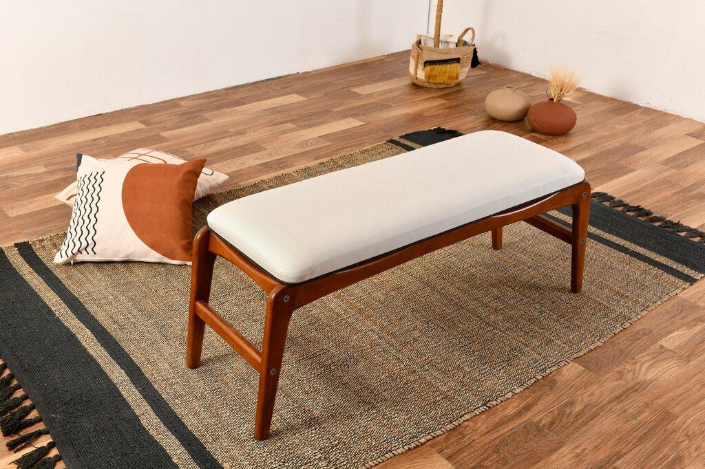Трпезариска клупа Hanah Home Touch Bench, кафеаво-бела