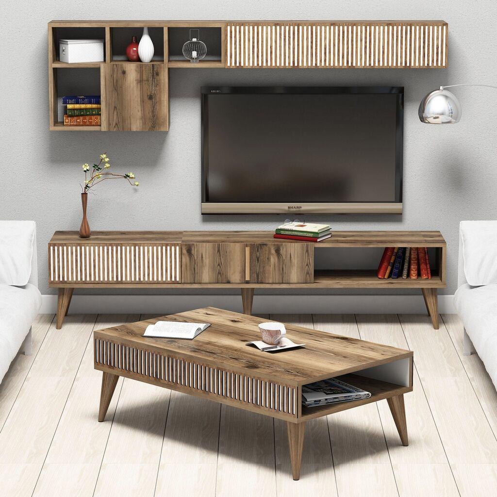 Hanah Home Set ТВ комода и клуб маса од орев
