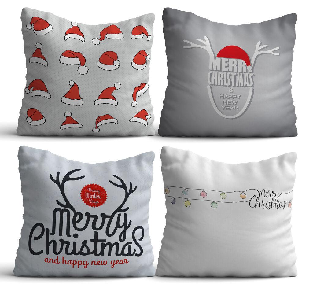 Aberto Design NYXMAS04 Комплет од 4 декоративни перници, 43 x 43 см, сива