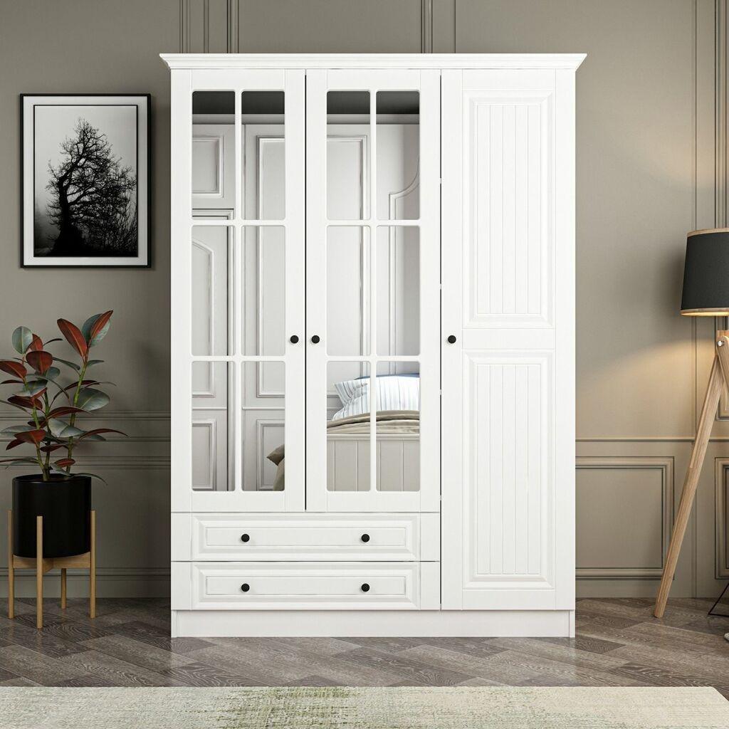 Гардеробер Hanah Home Kale 3 Mebran Kapak 210 Бела, 135x210x52cm, бела