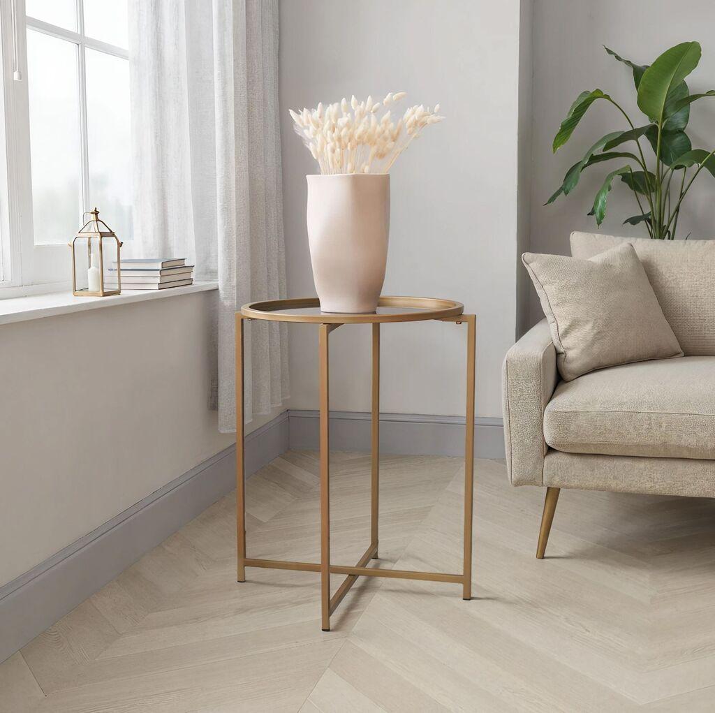 Маса Hanah Home Club 50x60​x50 см златно-сива