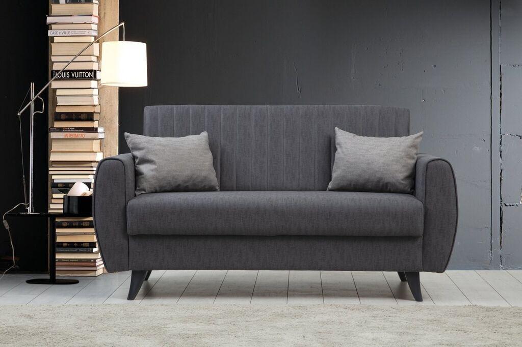 Atelier del Sofa Двосед софа на расклопување Alkon 158x86x77cm Темно сива